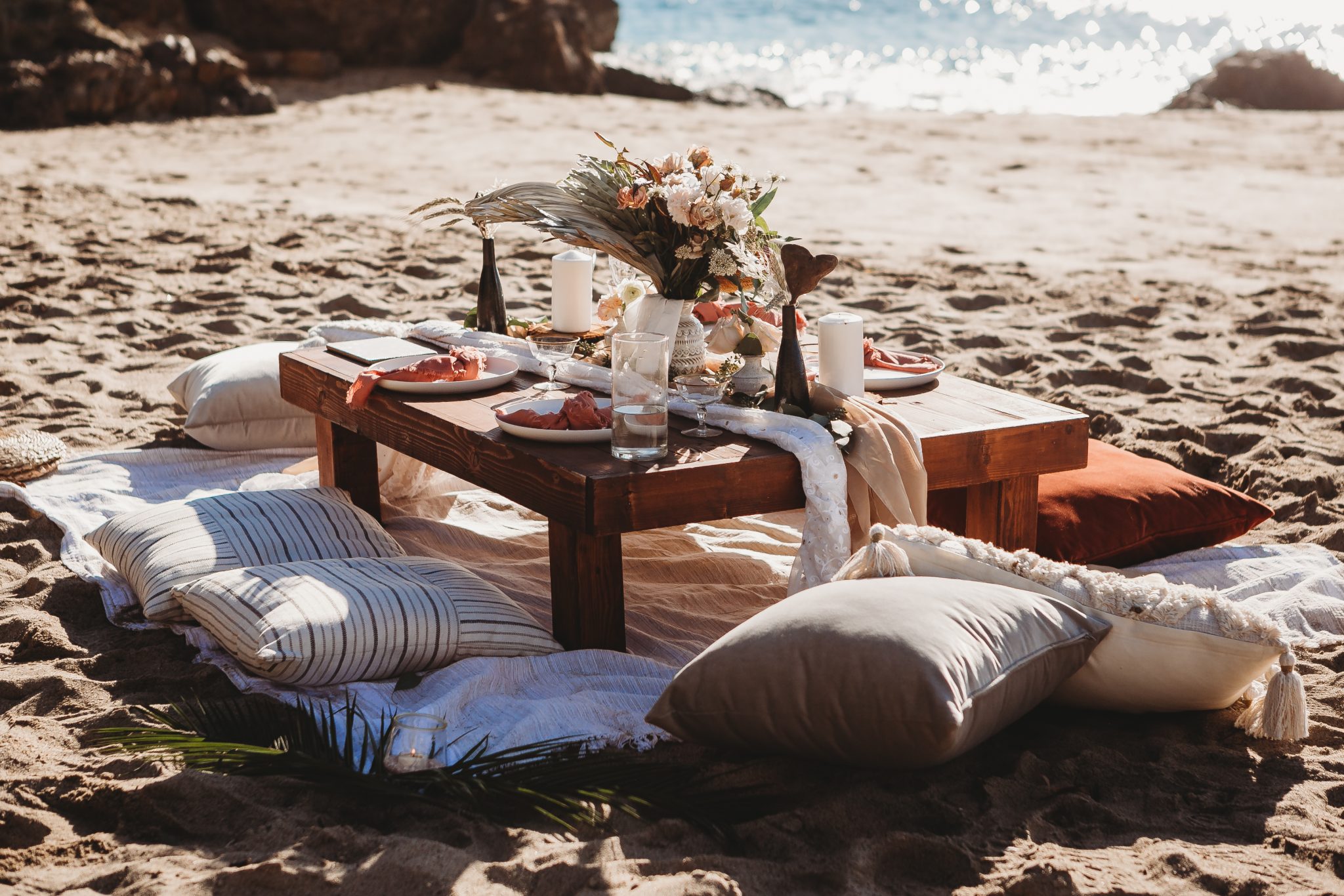 elopement wedding picnic setup