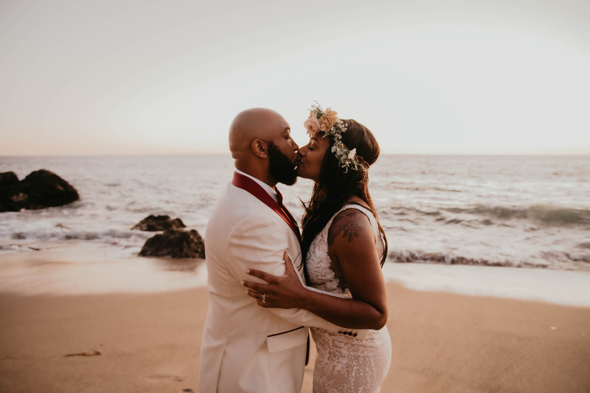 Moody Sunset Elopement in Malibu